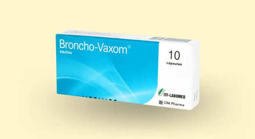 Opakowanie leku Broncho-Vaxom dla dorosłych, zawierające 10 kapsułek. Czy Broncho-Vaxom jest na receptę?