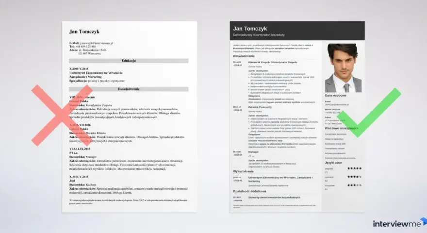 CV Jana Tomczyka, doświadczonego koordynatora sprzedaży, pokazuje jak zrobić CV z sukcesem. Zawiera edukację, doświadczenie i kluczowe umiejętności.