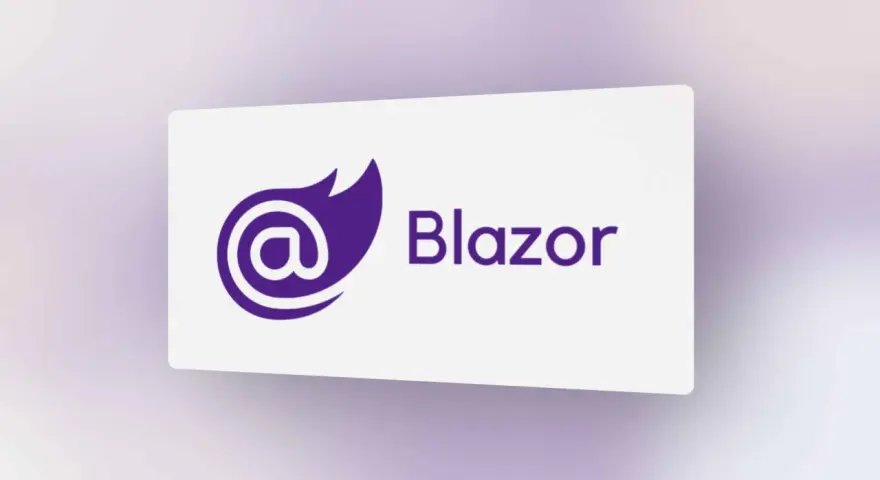 Das Blazor Server Logo mit dem @-Symbol und dem Schriftzug "Blazor" auf weißem Hintergrund.