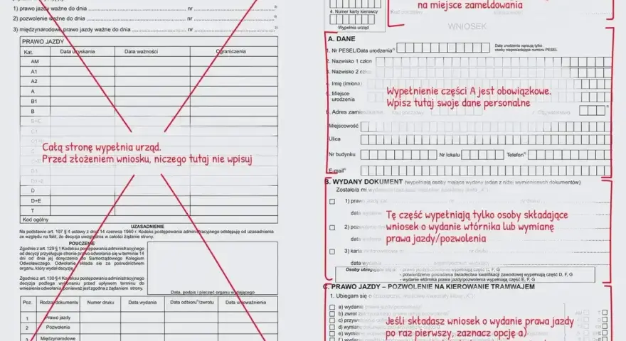 Wniosek o wydanie prawa jazdy. Wypełnij swoje dane osobowe, jeśli składasz wniosek o wydanie prawa jazdy po raz pierwszy.