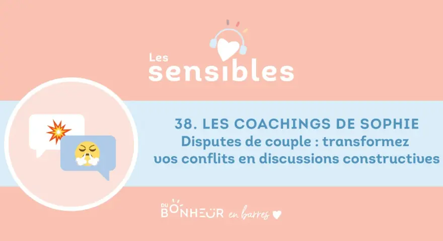 Illustration de deux bulles de dialogue symbolisant une dispute de couple. L'une contient une explosion, l'autre un visage frustré.