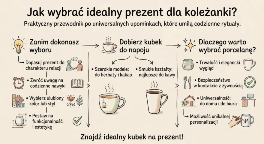 Szukasz kreatywnego prezentu dla przyjaciółki? Dowiedz się, jak wybrać idealny kubek, który umili jej codzienne rytuały.
