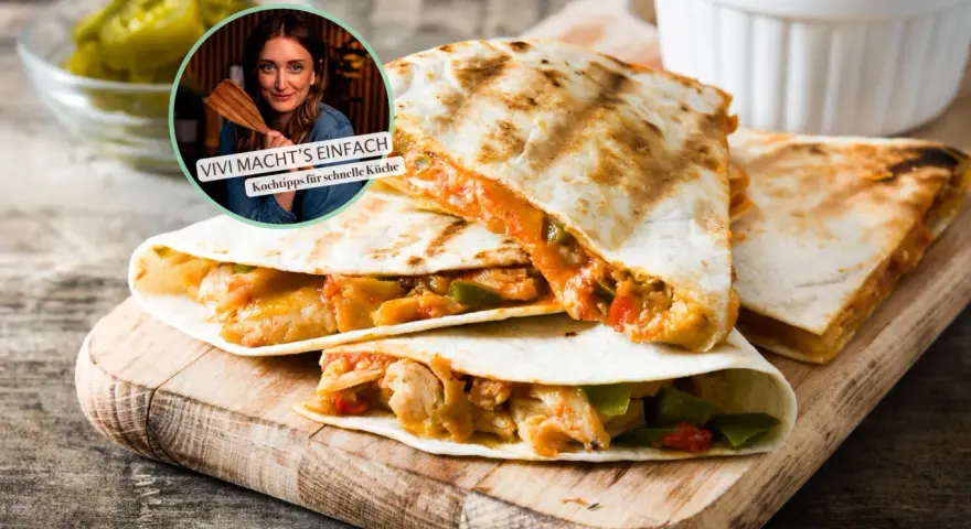 Leckere Quesadillas mit Hähnchen und Gemüse – tolle Mittagessen Ideen für schnelle Küche.