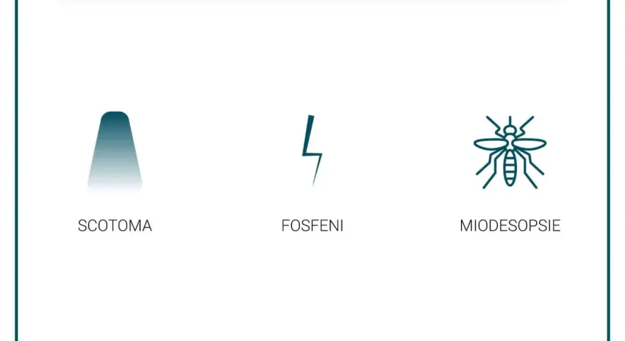 Distacco retina: scotoma (ombra), fosfeni (lampi) e miodesopsie (mosche volanti) sono sintomi da non sottovalutare.