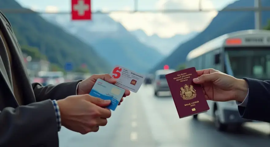 Przejście graniczne ze Szwajcarią. Czy do Szwajcarii potrzebny jest paszport? Pokazano paszport i karty identyfikacyjne.