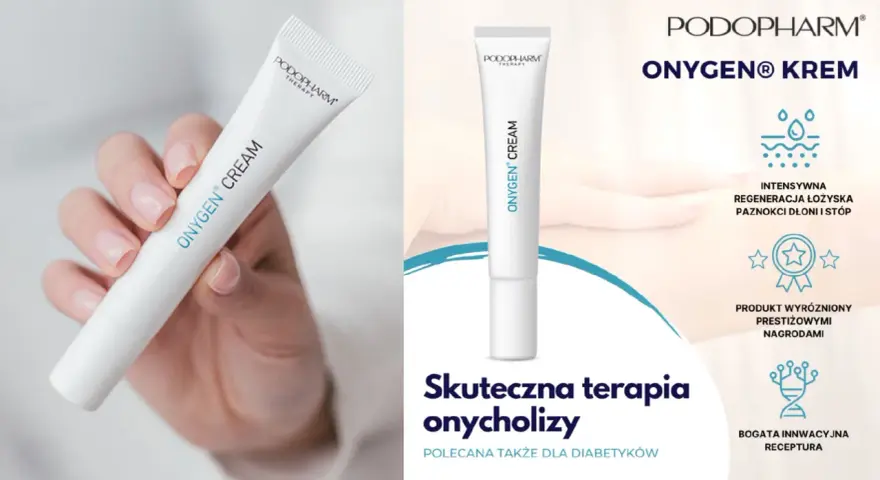 Krem ONYGEN® do intensywnej regeneracji paznokci dłoni i stóp, polecany w terapii onycholizy.