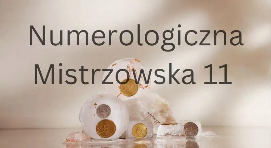 Monety w lodowych kulach i kostkach, symbolizujące numerologiczną Mistrzowską 11.