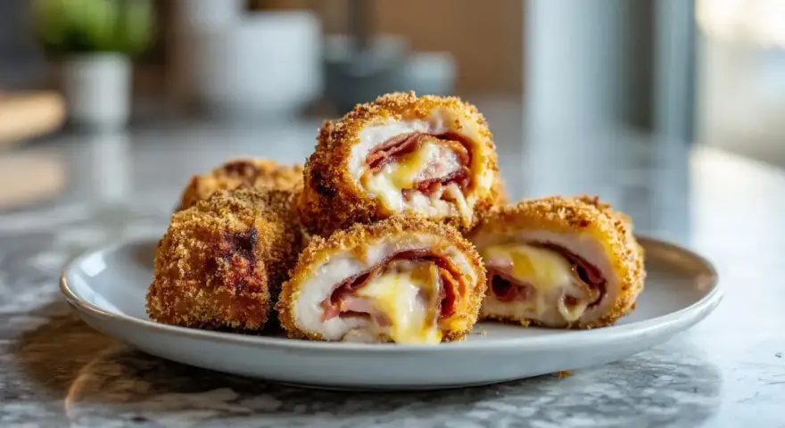 Délicieux cordon bleu au air fryer, croustillant à l'extérieur, fondant à l'intérieur avec jambon et fromage.