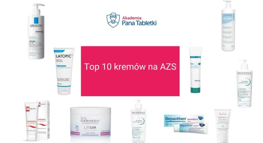 Kremy na AZS z serii poldermin i inne produkty do pielęgnacji skóry atopowej.