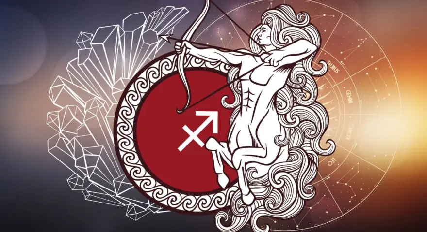 Strzelec, centaur z łukiem, symbol zodiaku. Po skorpionie w zodiaku, symbolizuje celność i dążenie do celu.