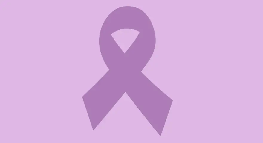 Lila Schleife als Symbol für Hoffnung und Stärke. Ein Zeichen, um Hypochondrie loswerden und ein sorgenfreieres Leben zu führen.