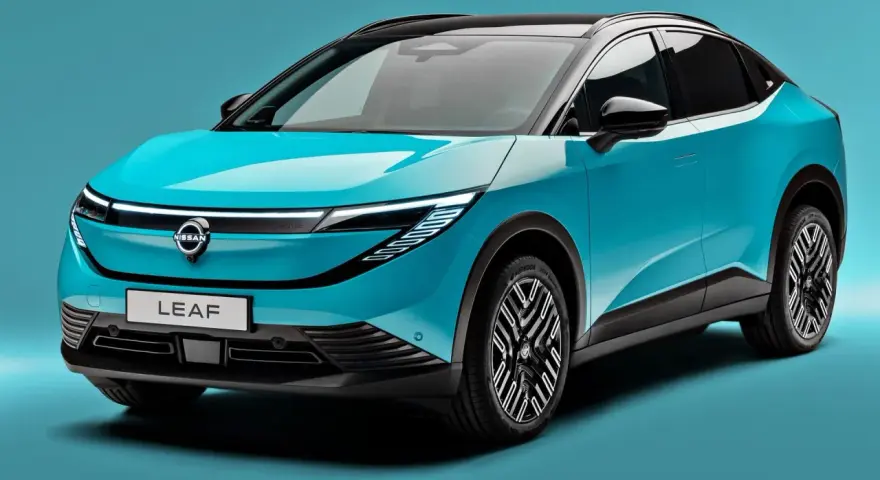 Niebieski Nissan Leaf z nowoczesnymi światłami LED. Poznaj jego imponujące nissan leaf wymiary i styl.