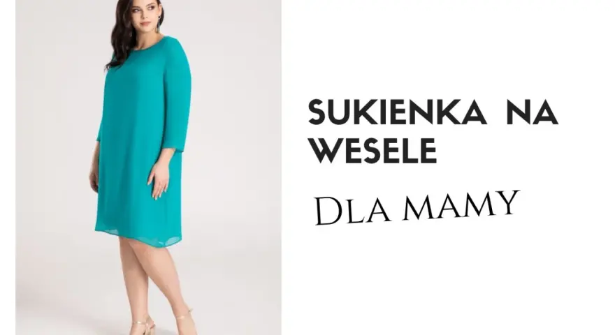 Elegancka turkusowa sukienka dla mamy panny młodej. Idealna na wesele, podkreśla sylwetkę.