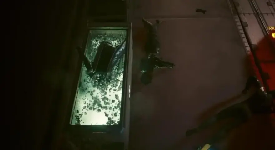 W szklanej kapsule leży ciało, obok wiszą inne. To mroczny obraz cyberpunk czynnik ludzki.