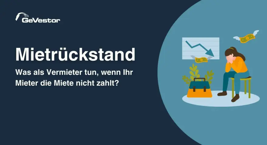 Verzweifelte Vermieterin wegen Mietrückstand. Geld fliegt weg, Diagramm zeigt Abwärtstrend. Was tun, wenn der Partner keine Miete zahlt?