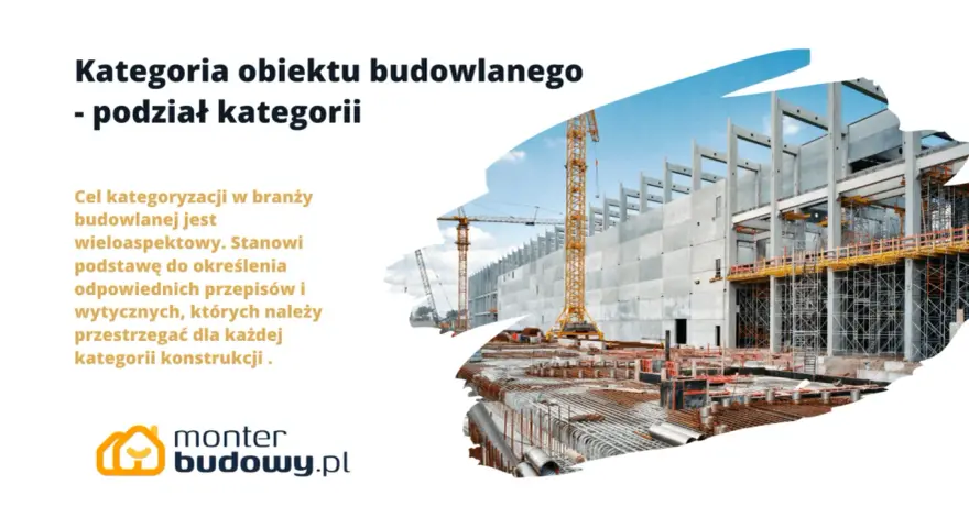 Budowa obiektu budowlanego z żurawiami i zbrojeniem. Kategoria obiektu budowlanego jest kluczowa dla przepisów.