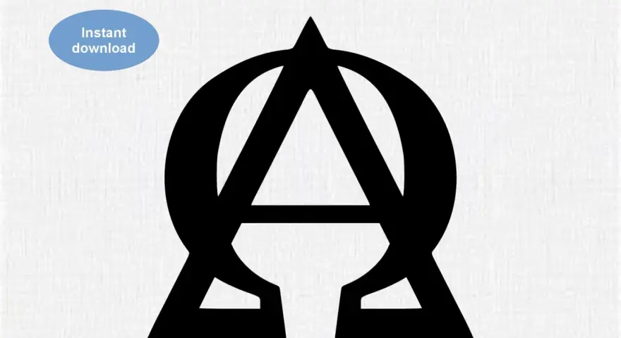 Schwarzes Symbol, das Alpha und Omega vereint, steht für Anfang und Ende. Sofortiger Download verfügbar.