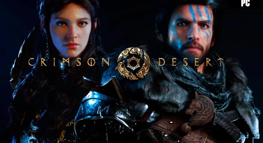 Crimson Desert: la fecha de lanzamiento del juego se acerca. Dos guerreros, un hombre con pintura de guerra azul y una mujer con armadura, miran fijamente.