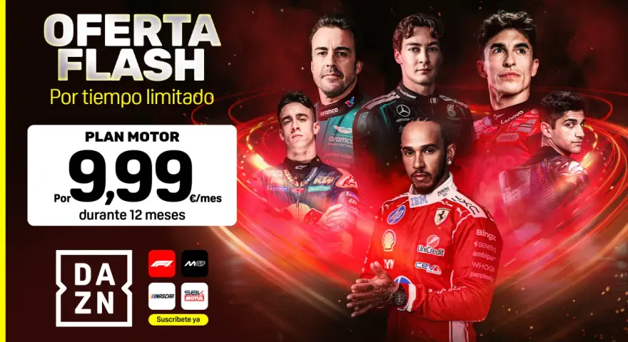 Oferta Flash: Plan Motor por 9,99€/mes durante 12 meses. Incluye Fórmula 1, MotoGP y más. ¡Suscríbete ya!