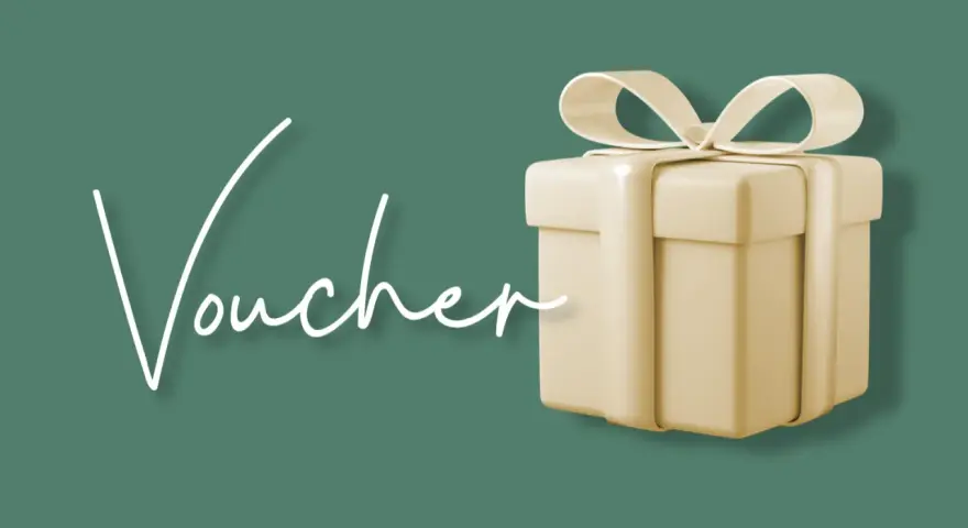 Elegancki prezent z napisem "Voucher" i wstążką. Idealny na relaks w Termach Chochołowskich.