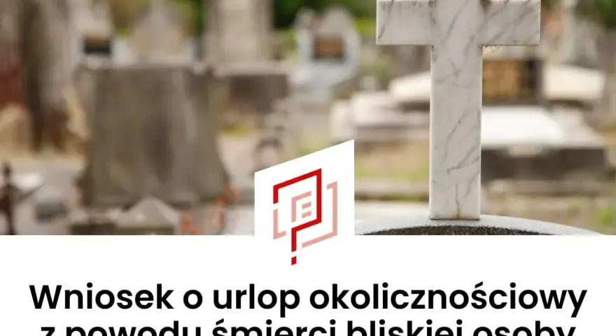 Biały krzyż na cmentarzu, symbol żałoby. Wniosek o urlop okolicznościowy z powodu śmierci bliskiej osoby.