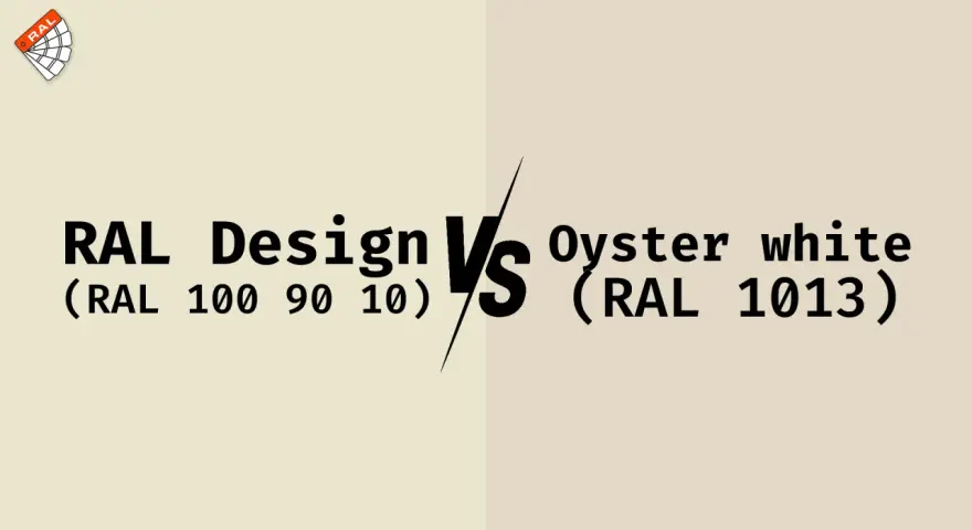 Porównanie kolorów: RAL Design (RAL 100 90 10) kontra Oyster white (RAL 1013).
