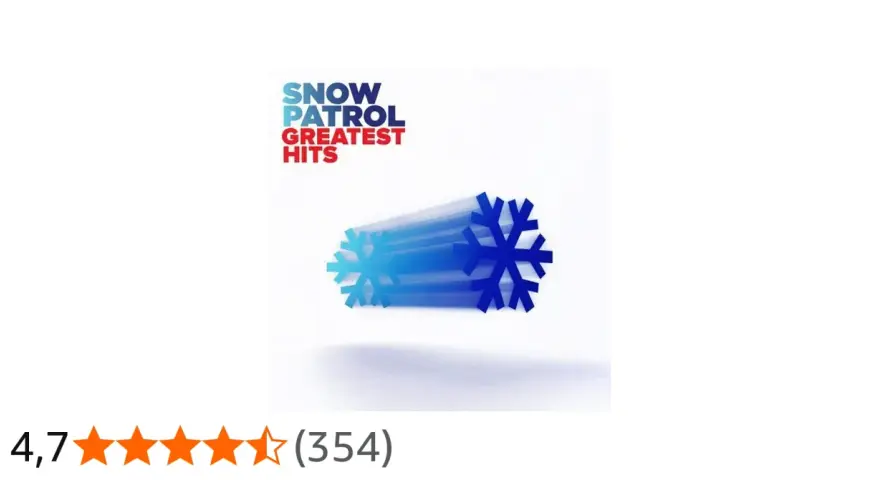 Snow Patrol Greatest Hits Album Cover. Blaue Schneeflocken bewegen sich schnell.
