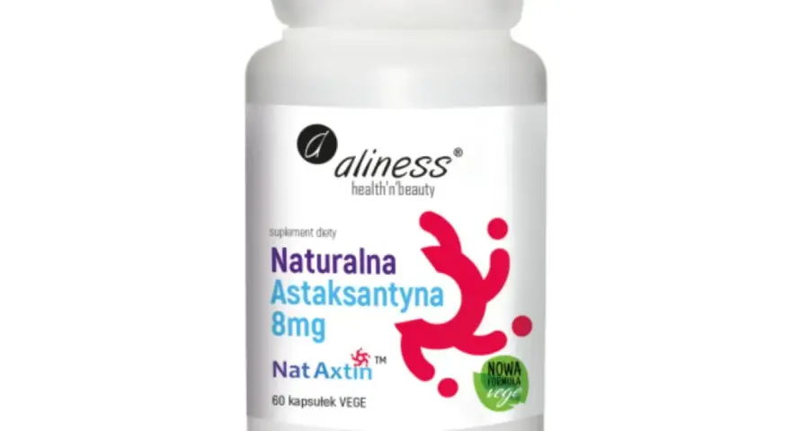 Suplement diety Aliness Naturalna Astaksantyna 8mg, 60 kapsułek VEGE. Dowiedz się, astaksantyna co to za silny antyoksydant.