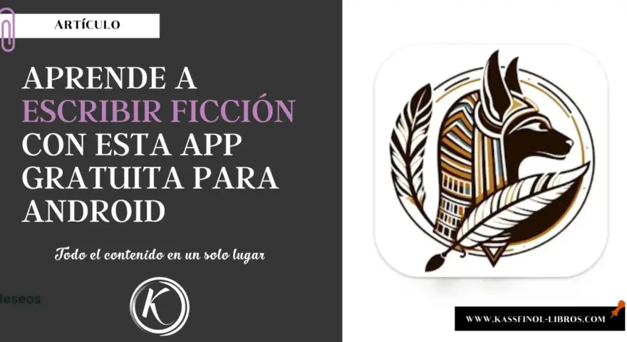 Aprende a escribir ficción con esta app gratuita para Android. El logo de la app muestra un diseño inspirado en el antiguo Egipto con plumas.