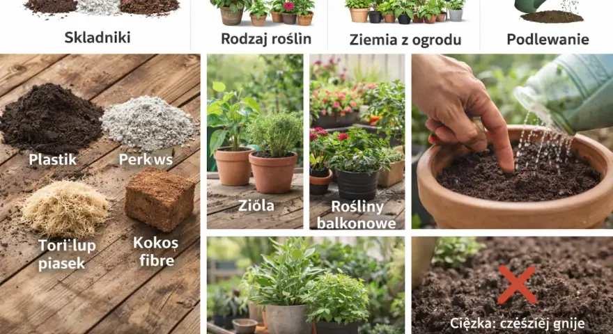 Różne rodzaje ziemi do kwiatów doniczkowych: składniki, rodzaje roślin, ziemia z ogrodu, podlewanie, zioła, rośliny balkonowe, zielone.