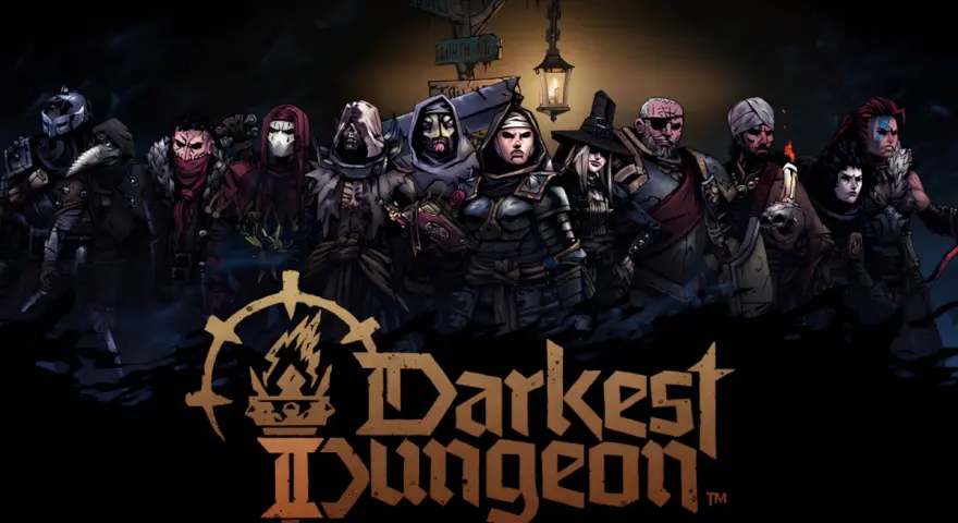 Grupa bohaterów z gry Darkest Dungeon 2 na PS5, gotowa na mroczne wyzwania.