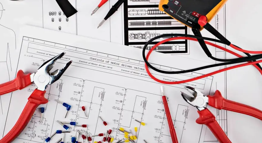 Narzędzia i schemat elektryczny. Kluczem jest prawidłowa instalacja elektryczna.
