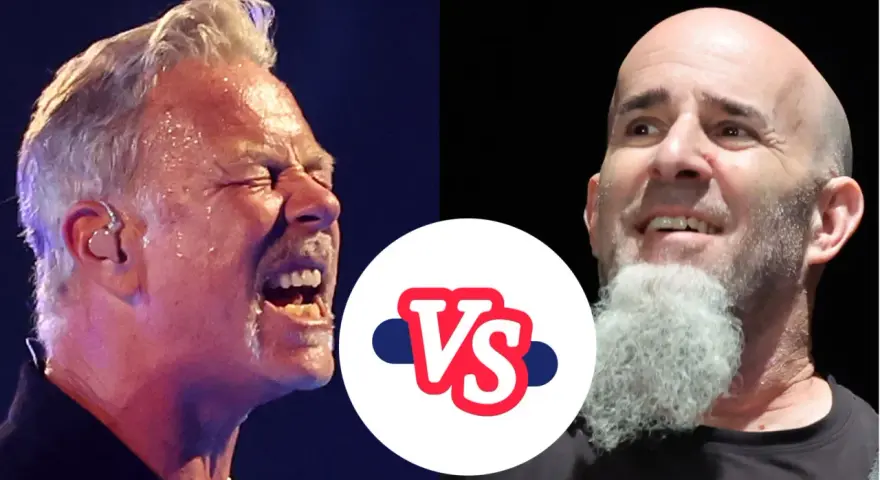 James Hetfield (East Coast) vs. Scott Ian (West Coast) im musikalischen Duell.