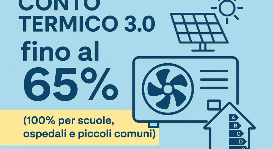 Conto Termico 3.0: agevolazioni fino al 65% per migliorare l'efficienza energetica. Ideale per scuole, ospedali e comuni.