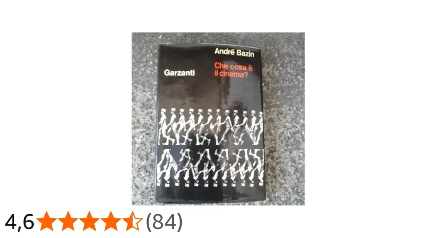 Copertina del libro "Che cosa è il cinema?" di André Bazin, con una fila di figure stilizzate che camminano.