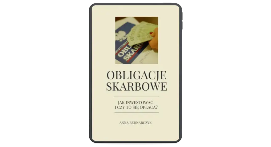 Grafika przedstawia ekran telefonu z napisem "Obligacje Skarbowe" i dłonią trzymającą banknoty.