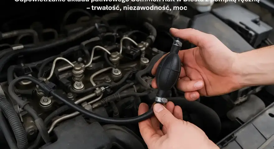 Ręczne cofanie powietrza do filtra diesel za pomocą pompki. Proces odpowietrzania układu paliwowego Common Rail.