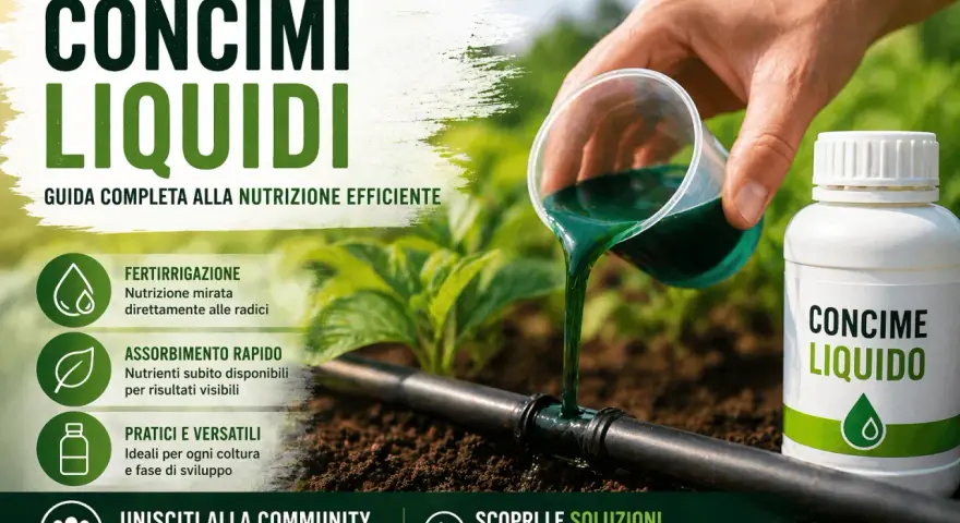 Versando un concime liquido verde in un tubo per irrigazione, per una nutrizione efficiente delle piante.