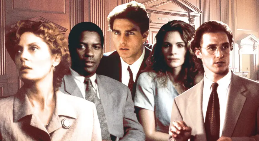 Attori di un film legal in tribunale: Susan Sarandon, Denzel Washington, Tom Cruise, Julia Roberts, Matthew McConaughey.