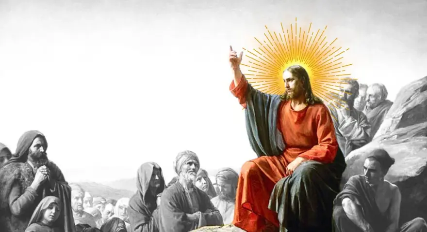Jesus, the way, the truth, and the life, teaches a crowd.