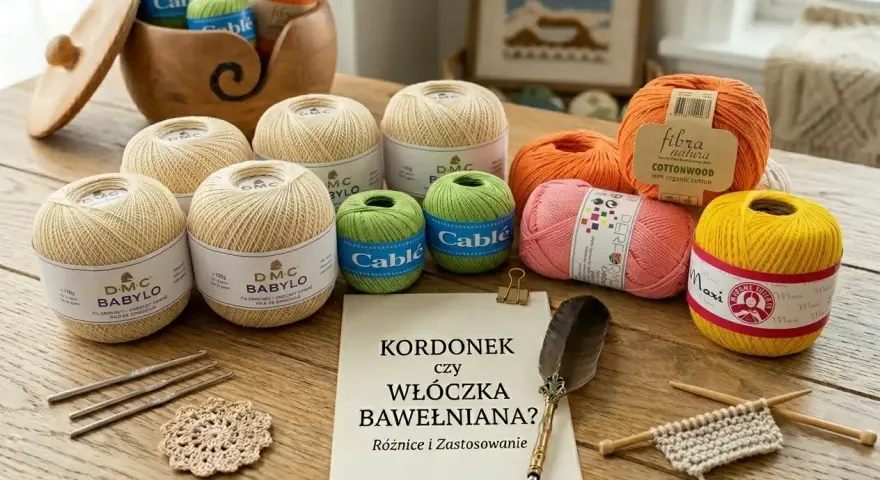 Kordonek, włóczka bawełniana i złota włóczka w różnych kolorach, gotowe do tworzenia pięknych projektów.