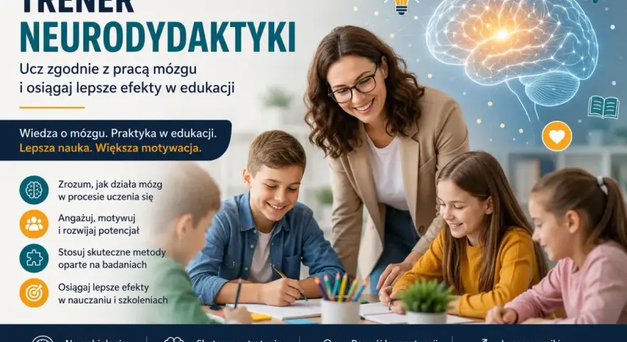 Nauczycielka z uśmiechem wspiera dzieci w nauce, podkreślając znaczenie neurodydaktyki dla lepszych efektów. To podejście uwzględnia neuroatypowość, wspierając indywidualny rozwój każdego ucznia.