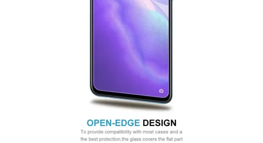 Szkło hartowane Oppo Reno 5 Lite z otwartą krawędzią, idealnie dopasowane do ekranu.