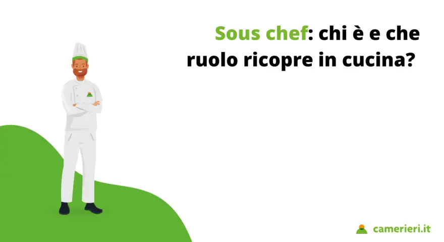 Chef con barba e cappello da cuoco, braccia conserte. Titolo: "Sous chef: chi è e che ruolo ricopre in cucina?".