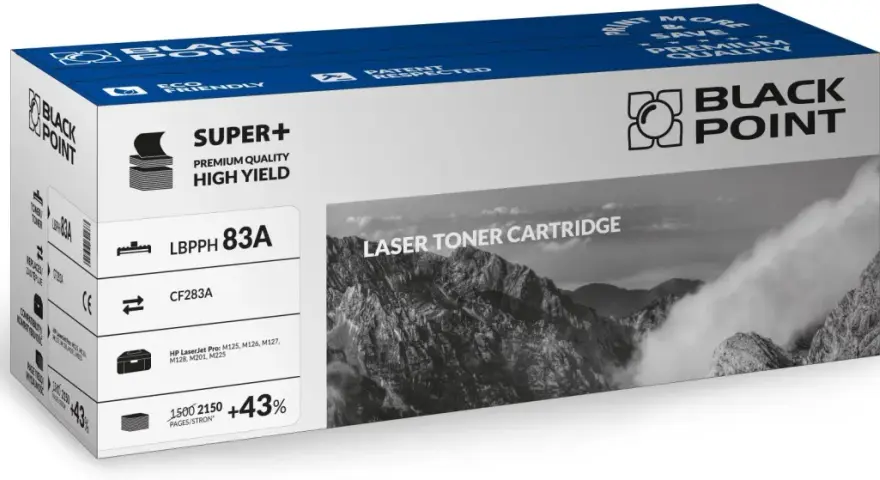 Toner Black Point LBPPH 83A, zamiennik CF283A, do drukarek HP LaserJet Pro M125, M126, M127, M128, M201, M225. Wydajność 1500-2150 stron.