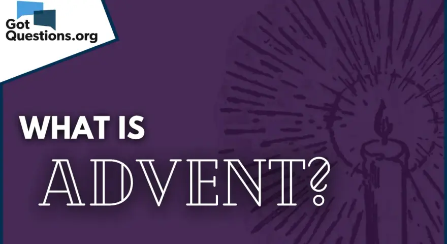 What is Advent?" text on a purple background with a stylized candle and rays. Explores the meaning of the catholic first Sunday of Advent.
