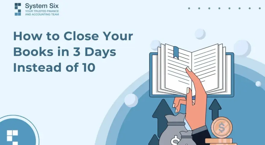 Streamline your finances with bookkeeping automation. This graphic shows how to close books faster, with money bags and rising arrows symbolizing efficiency and growth.