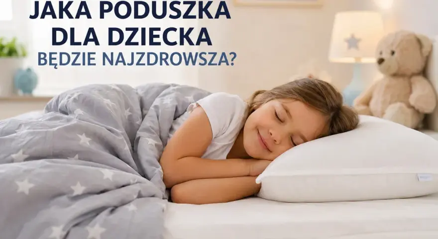 Jaka poduszka dla dziecka będzie najzdrowsza? Mała dziewczynka śpi spokojnie na białej poduszce, otulona kołdrą w gwiazdki.