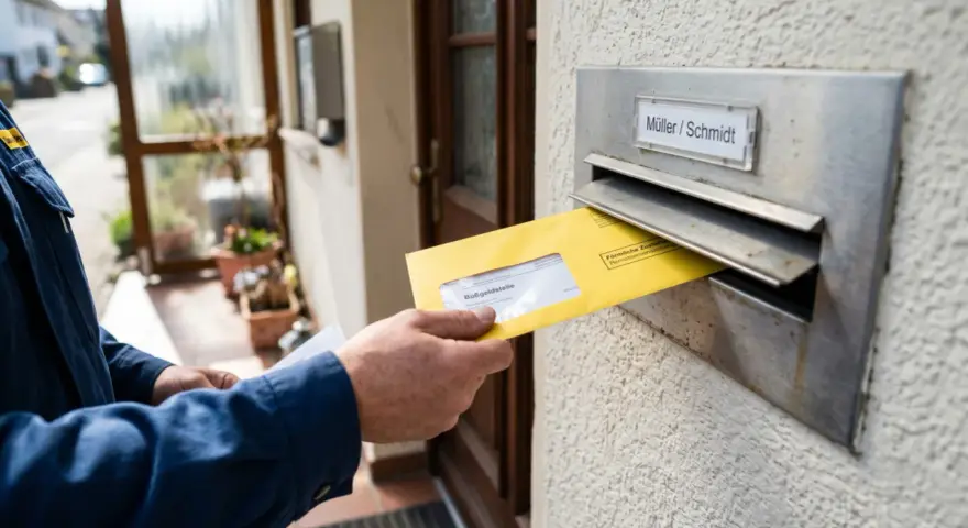 Postbote steckt gelben Brief mit "Bußgeldstelle" in Briefkasten. BG zahlt kein verletztengeld mehr.