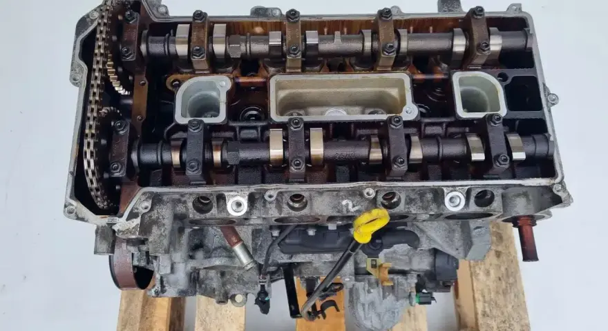 Silnik samochodowy Ford C-MAX z widocznym wałkiem rozrządu i łańcuchem rozrządu.